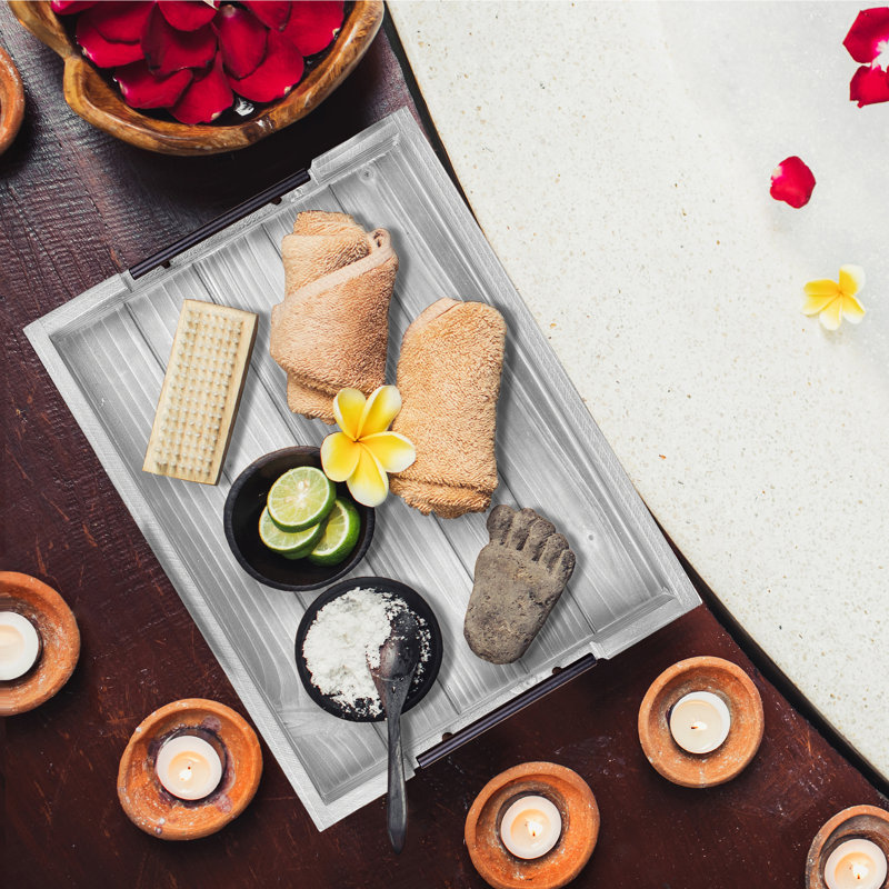 Ceeanna Solid Wood Tray, Light Gray