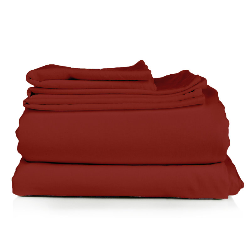 Microfiber Sheet Set, Queen Sheet Set + Fitted Sheet + 2 Pillowcases, Burgundy