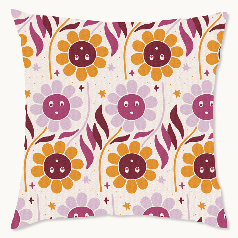 Coussin décoratif en polyester floral, Housse de coussin seulement - sans coussin