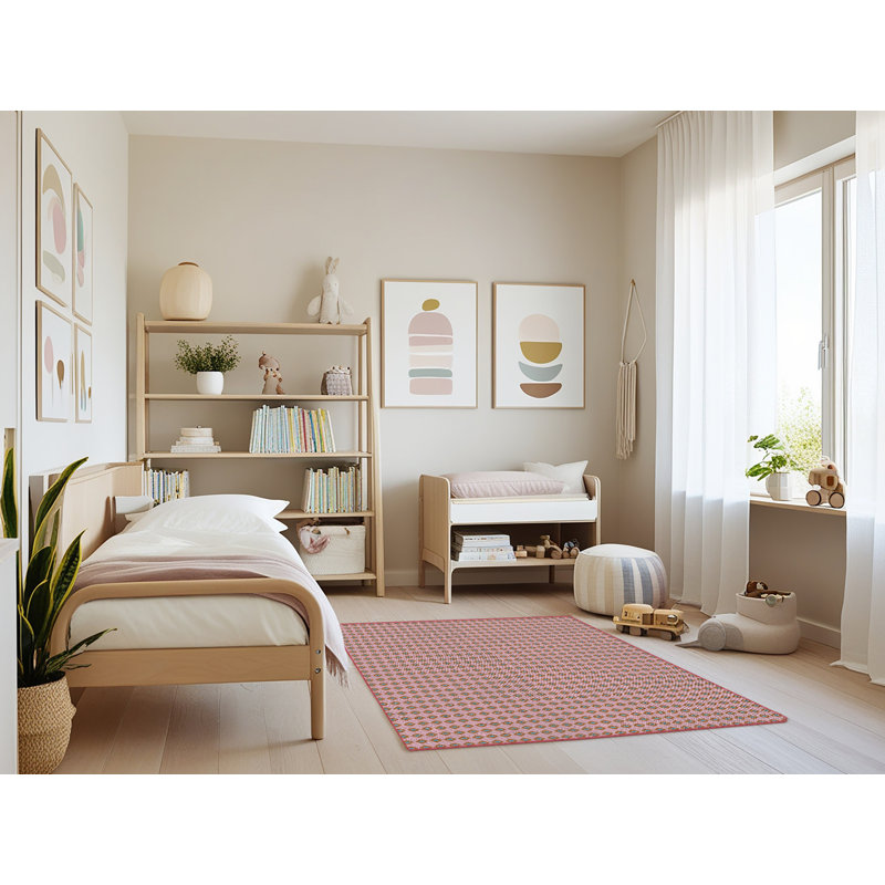 Tapis de zone rose à motif, Rectangle 4 pi x 6 pi