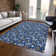 Machine Washable Indoor/Outdoor Snowflake Ho Ho Ho Xhevrie Navy Rug