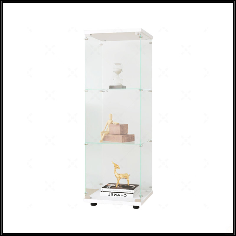 Vitrine en verre avec 3 tablettes, Blanc