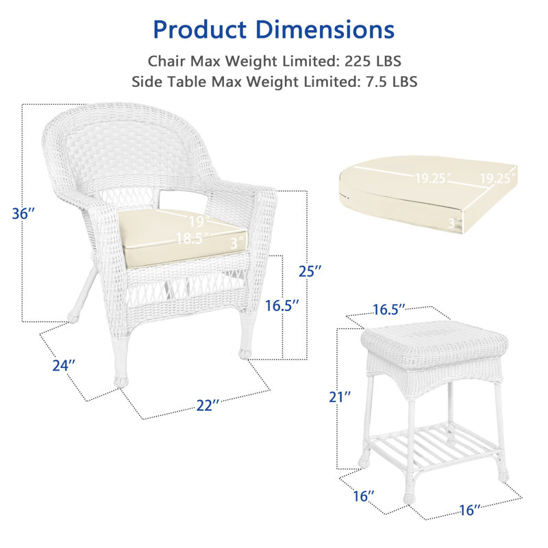 Byxbee 2 - Person Patio Conversation Set with Cushions, White, Ivory