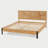 Trapeze Modern Industrial Platform Bed Frame - Light Natural Finish with Smooth Pattern Headboard & Iron Legs-1233178869