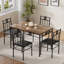 5 Piece Dining Table Set for 4, Kitchen Table with 4 Upholstered Chairs, Space-Saving Dining Room Furniture Table and Chair Sets