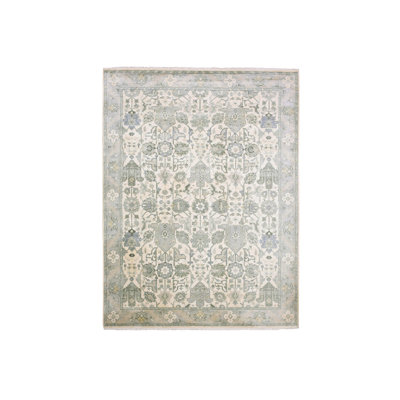 Tapis en soie noué à la main 9 pi 1 po x 12 pi 1 po Oushak 65B5D1D1BC854099A430EE7FD296C115
