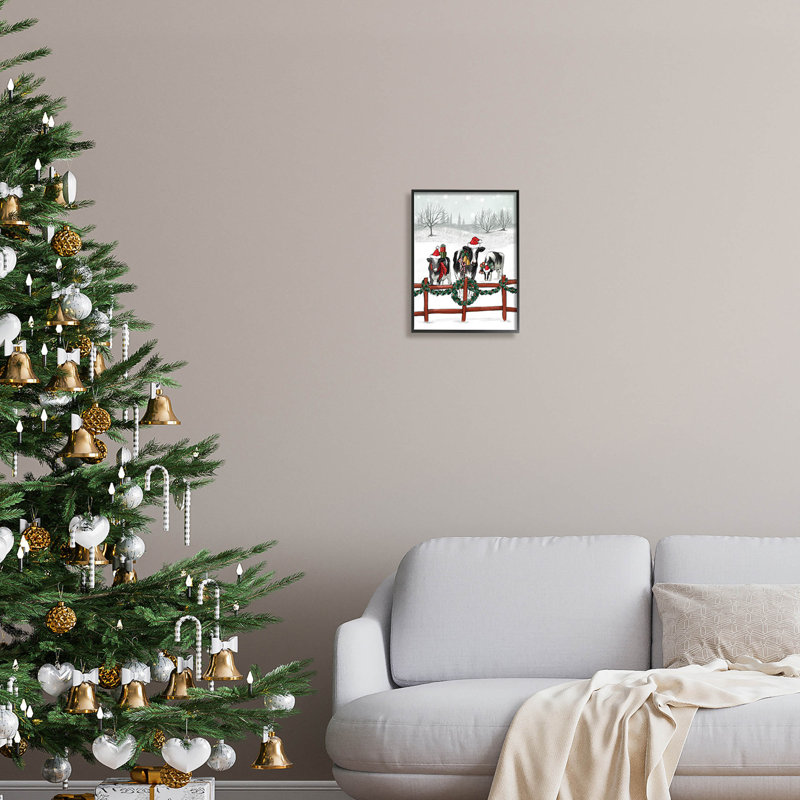 Holiday Vaches Farmland Fence at-156, Giclée encadrée noir minuit, H 14 po x l 11 po x P 1,5 po