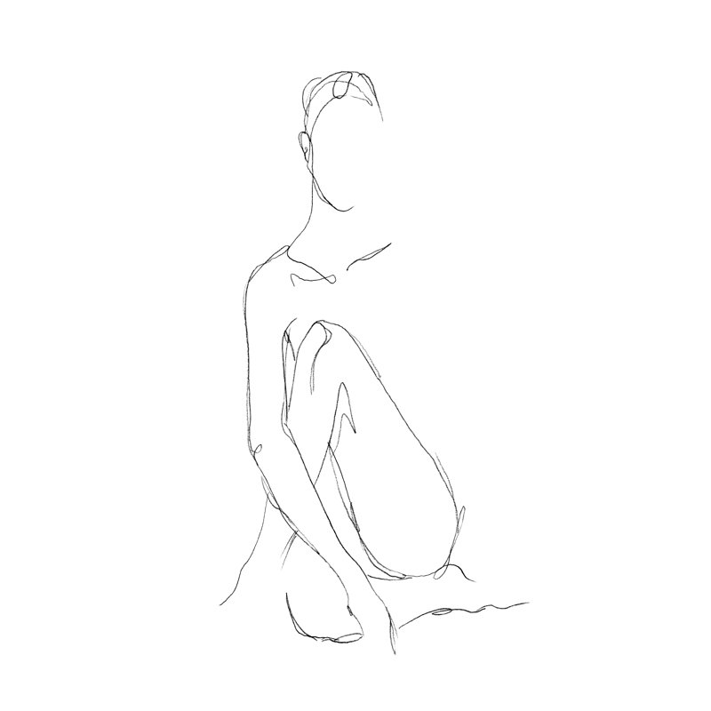 Nude Shape Sketch II by Ethan Harper - Wrapped Canvas Drawing, 122cm H x 81cm W