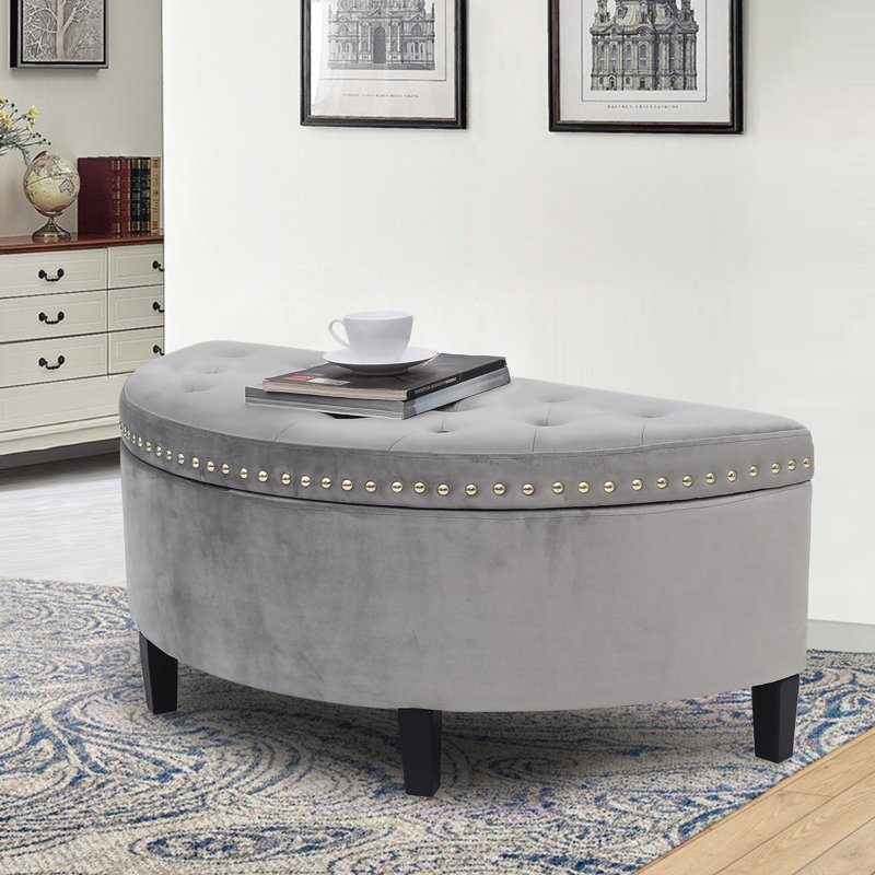 Roxann Upholstered Storage Bench, Light Grey