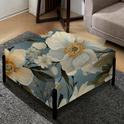 Boho Victorian Fusion Victorian Motif II - Grand repose-pieds carré floral