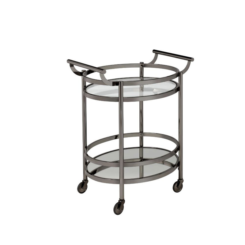 Chariot de service, H 31 po x l 16 po x P 29 po, Nickel / noir / transparent
