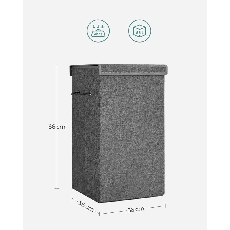 Wood Laundry Hamper with Handles, Dark Grey