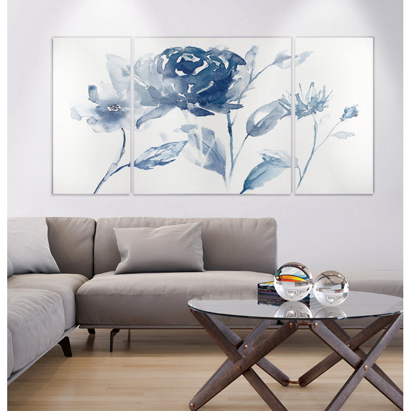 Translucide blues I-multi-pièces sur toile, H 32 po x l 64 po x P 1,5 po