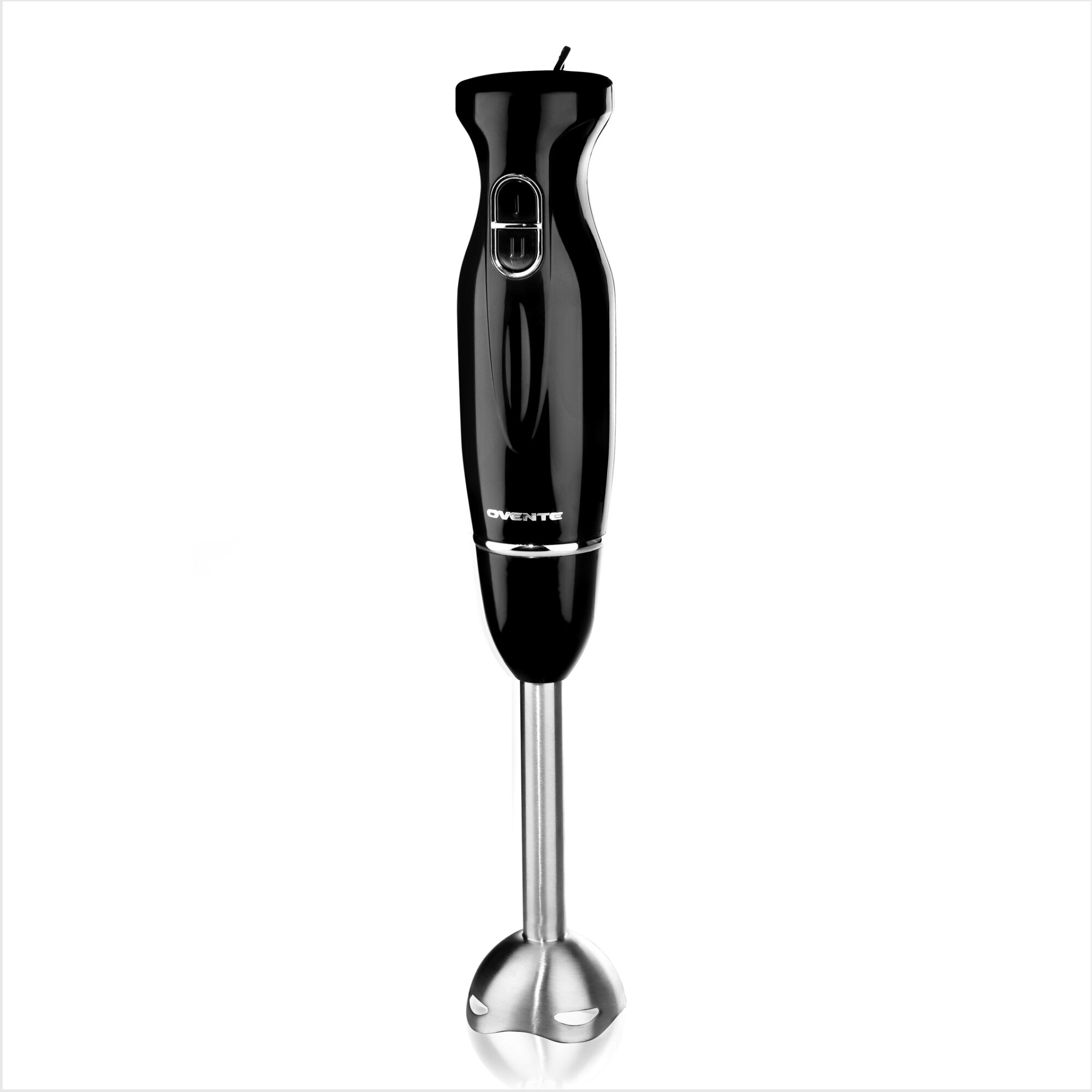Ovente HS560W Immersion Electric Hand Blender with Stainless Steel Blades & Easy Grip Handle White