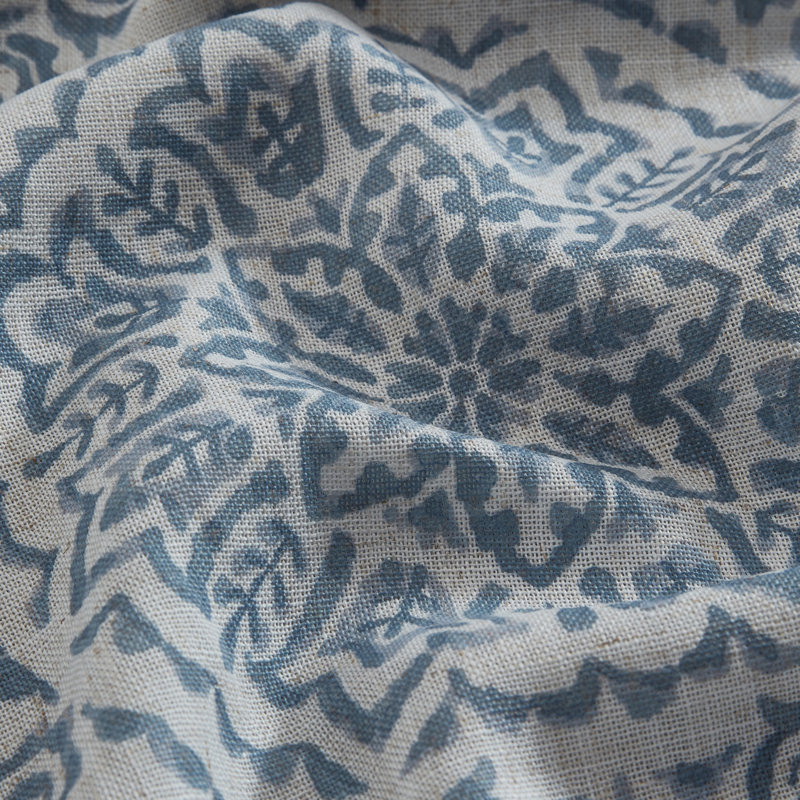 Rilley Medallion Print Polyester Blackout Curtain Panel, Blue, 52" W x 84" L
