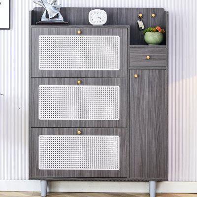 Table d'appoint Modern Minimalist, saveur japonaise, gris, 03, contenant pratique pour chaussures, Influence Minimalist, gris, 50,12 po Hauteur de l'armoire