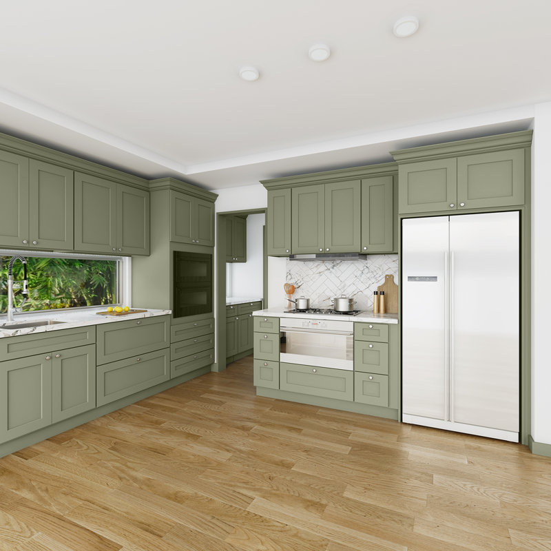 Base Microwave Cabinet, Sage Green