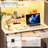 70.7"H Home Office Desk with 5 Drawers, LED Computer Desk with Hutch & Charging Station-1478279894