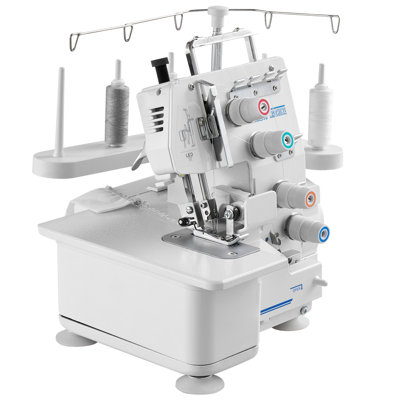 Machine à coudre surjeteuse Serger, 1250 points par minute, capacité de 3 et 4 fils, avec lumière DEL et pieds d'aspiration robustes, machine à coudre à cadre métallique robuste pour divers tissus, blanc