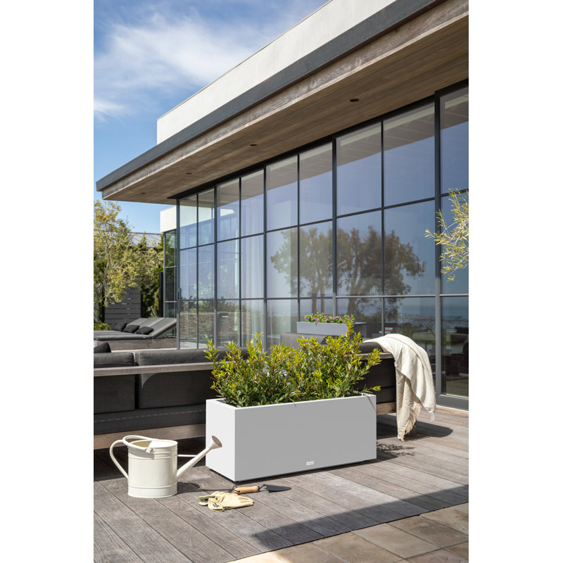 Block Series Long Box Planter, White, 16” H x 38” W x 15” D