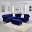 Repose-pieds en velours bleu indigo