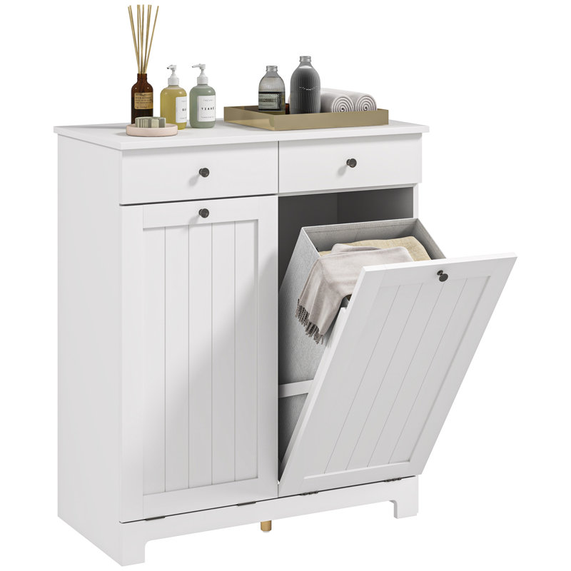 Toribio Rectangular Manufactured Wood Laundry Hamper Cabinet, White