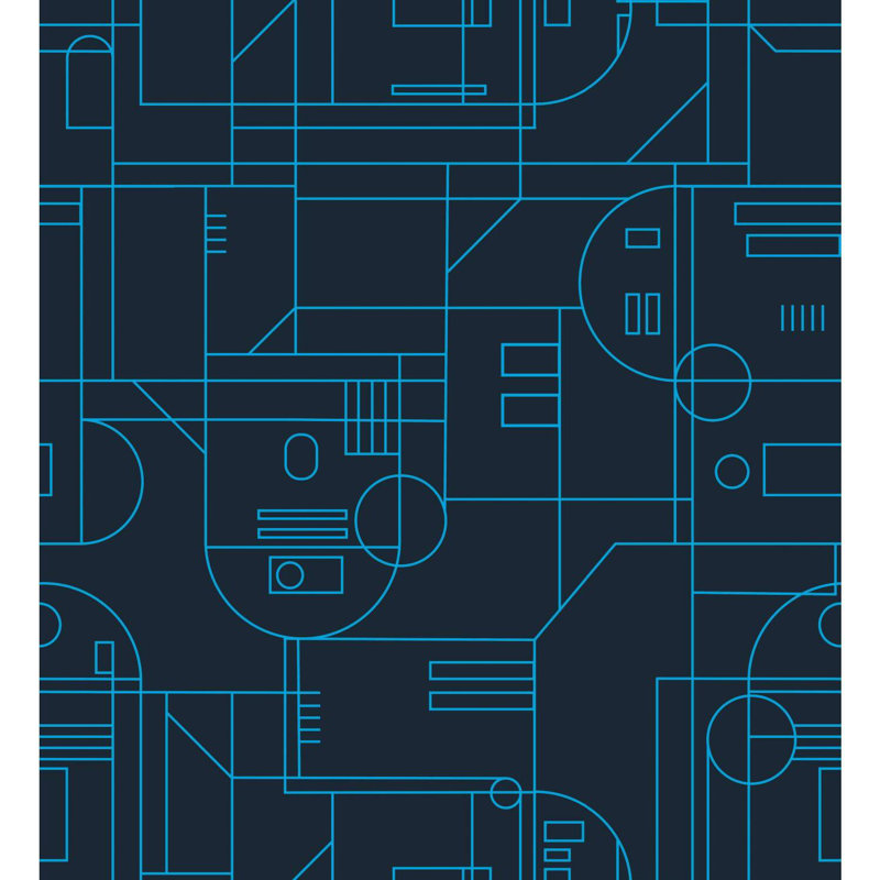 Papier peint adhésif géométrique Star Wars R2D2, Bleu/bleu marine
