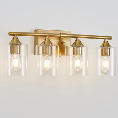 Luminaire de meuble-lavabo industriel avec abat-jour cylindrique en verre transparent