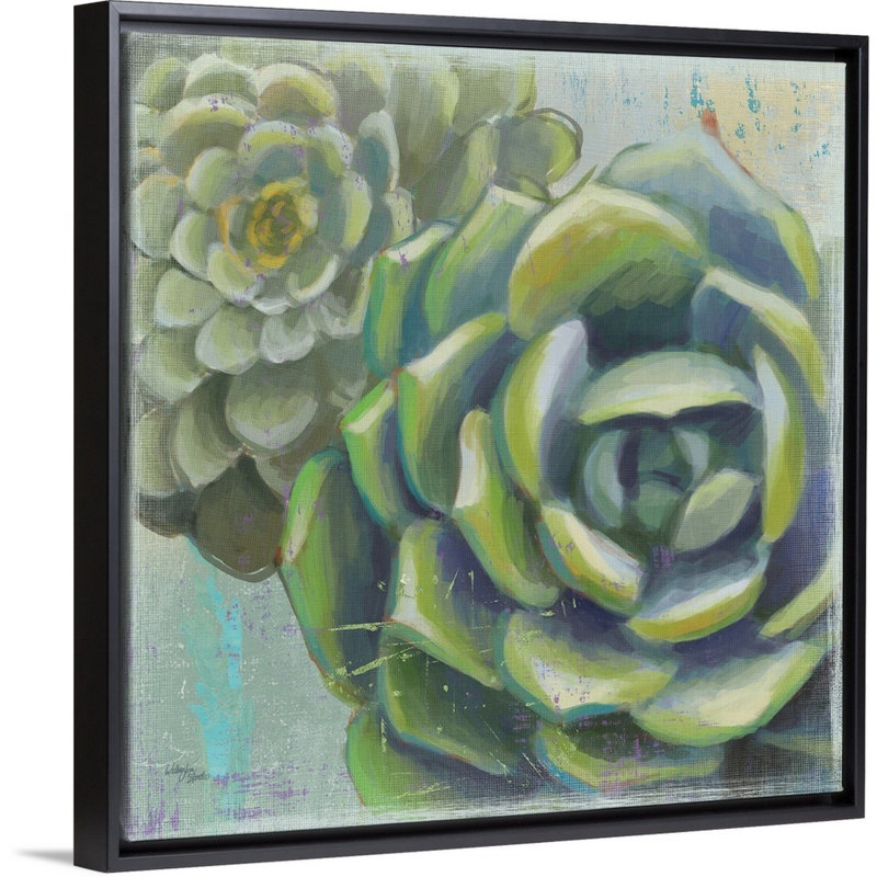 Succulents II, art mural sur toile, H 30 po x l 30 po x P 1,75 po, Toile avec cadre noir