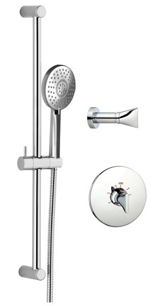 Système de douche thermostatique complet, Nickel poli