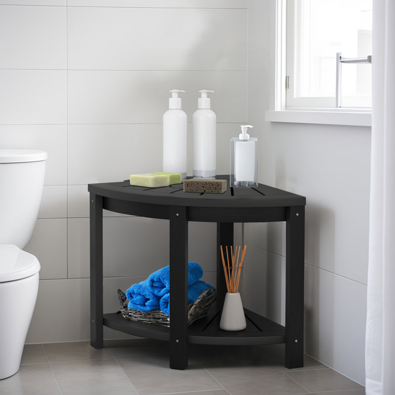 Denaly 22.3'' W Plastic / Acrylic Corner Shower Bench, Black