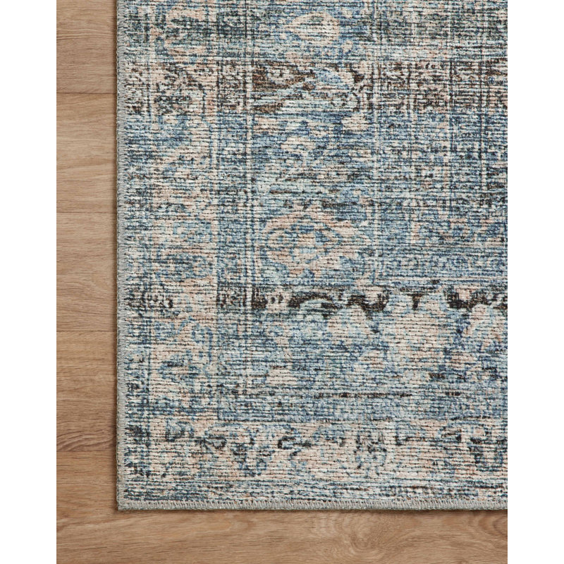 Denim and Blush Rectangular Synthetic Area Rug 42" x 66"