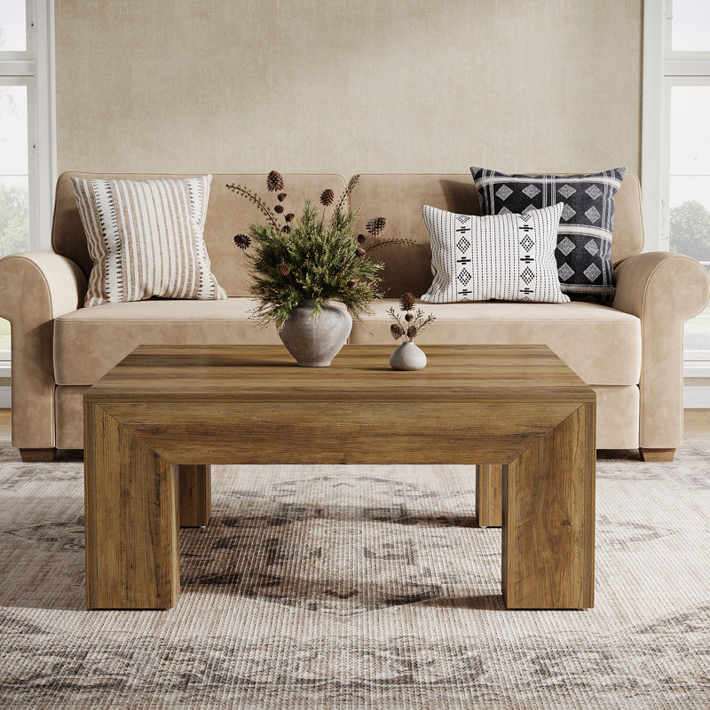 39.4" Square Coffee Table, Rustic Brown