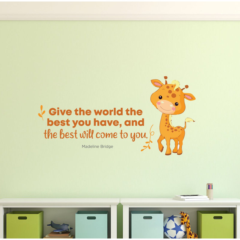 Décalcomanie murale en vinyle The Best Cute Giraffe Life Quote, H 8 po x l 10 po