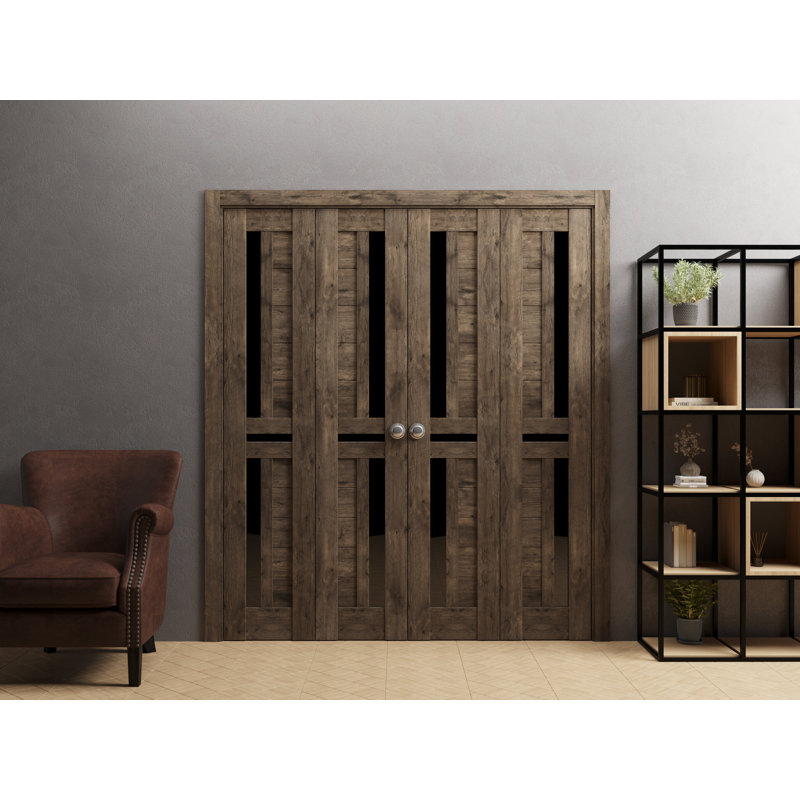 Portes pliantes en bois d'acacia foncé Veregio, 72 po x 80 po