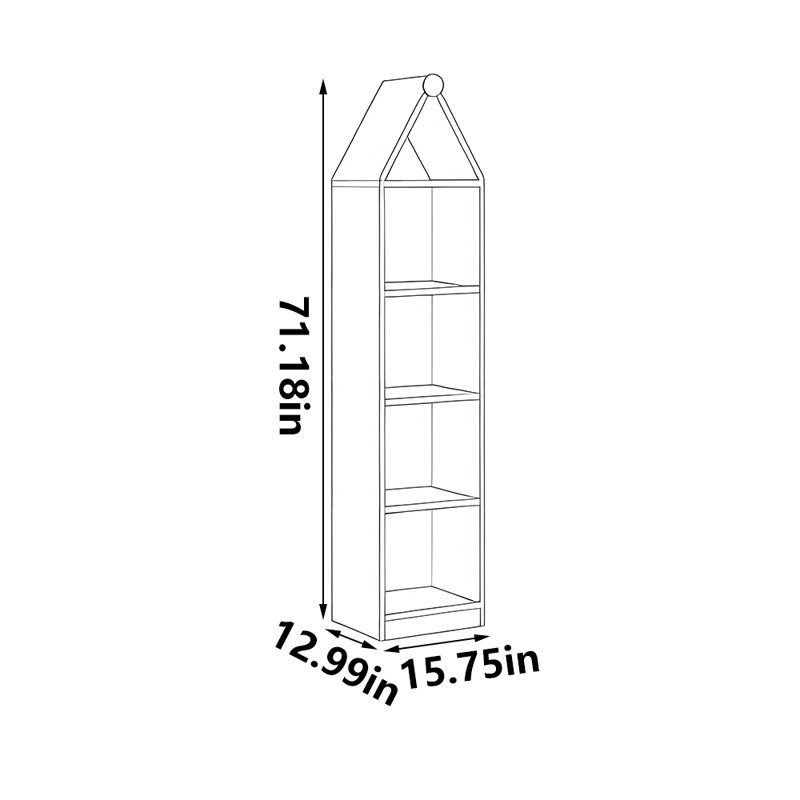 Bibliothèque de rangement de style nordique, (5 tablettes) H 71,18 po x l 15,75 po x P 12,99 po