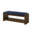 Banc d'appoint 47 po avec tablette de rangement inférieure bleu marine et siège rembourré en lin pour le salon-501856652