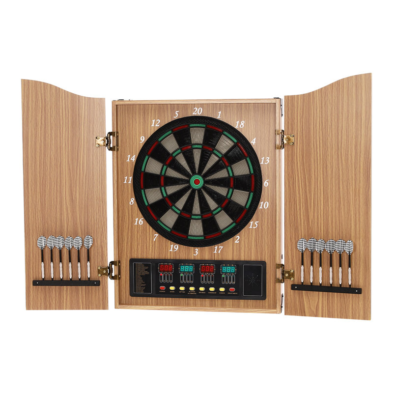 OUKANING Electronic Dartboard And Cabinet Set (Darts Included), Gold