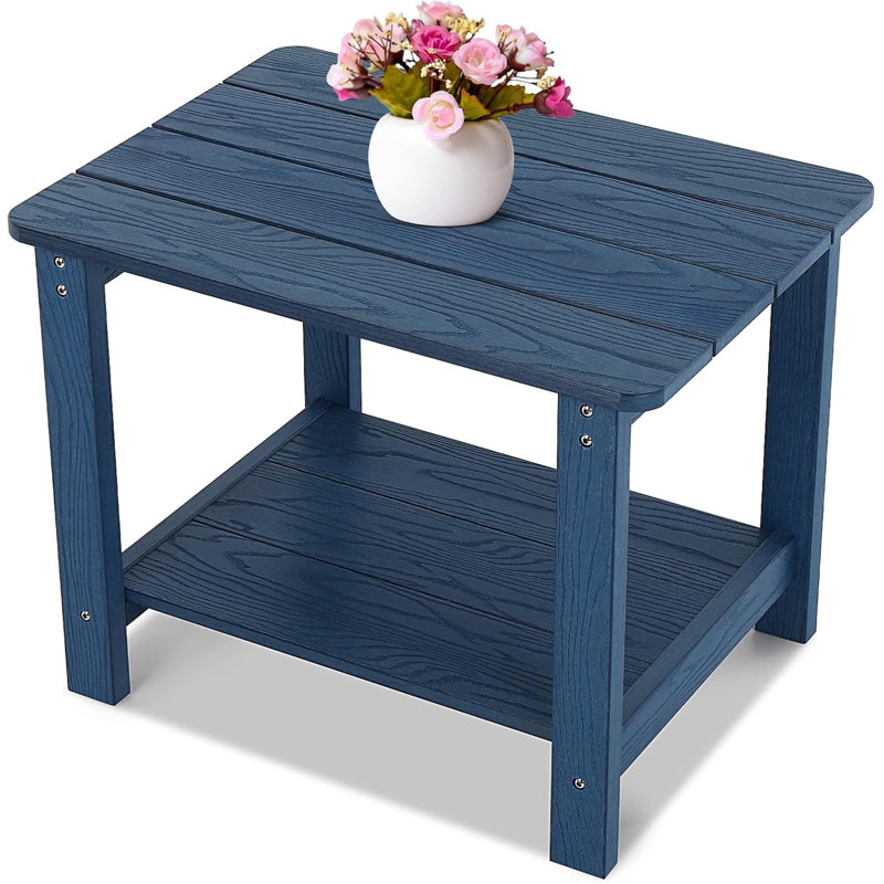 Winston Porter 22.8" Adirondack All-weather Side Table, 2-tier Rectangular Outdoor Side Table, Weather Resistant, Easy Assembled