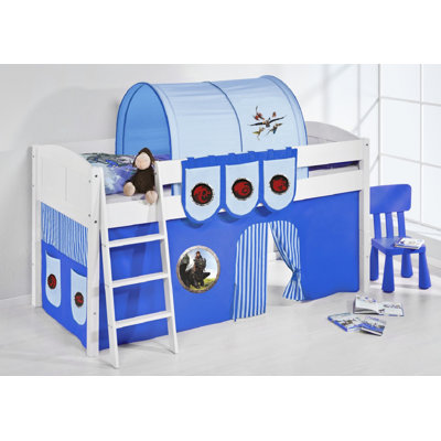 Dragons European Single (90 x 200cm) Mid Sleeper Bed with Curtain