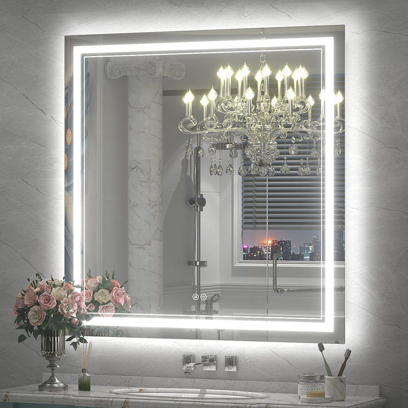 Miroir de salle de bain / de meuble-lavabo à DEL en verre trempé anti-buée certifié UL - Basics by Wayfair ™, 38 po x 38 po