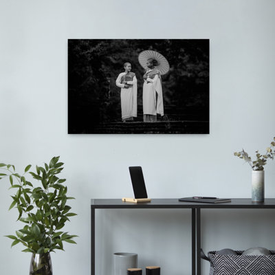 Serene Buddhist Nuns Peaceful Serene Traditional Architecture Wall Art
