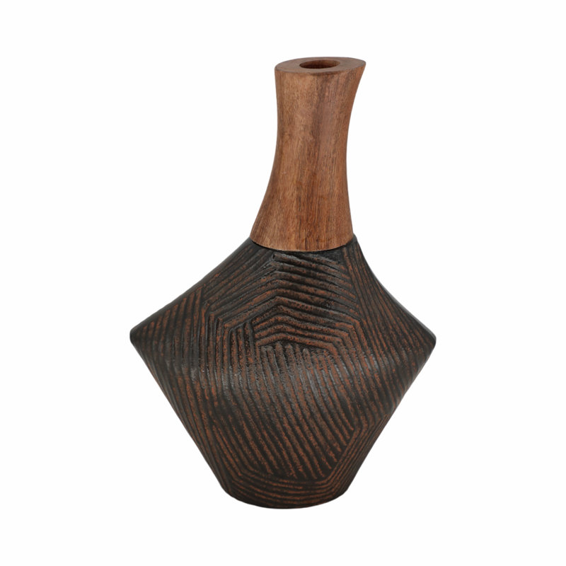 Kenai Handmade Wood Table Vase, 12"H x 9"W x 5"D