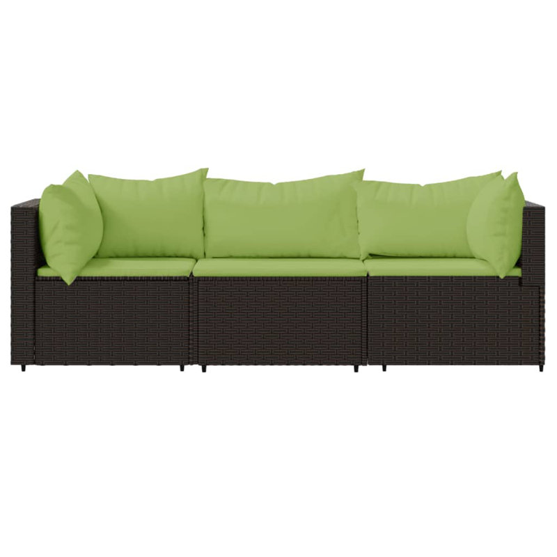 24.8'' Wide Patio Sectional Set with Cushions, Green, Brown