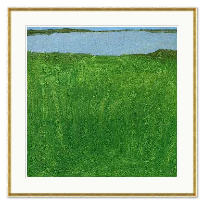 «Pea Island Marsh», H 35,5 po x l 35,5 po, Impression sur papier avec passe-partout, Doré