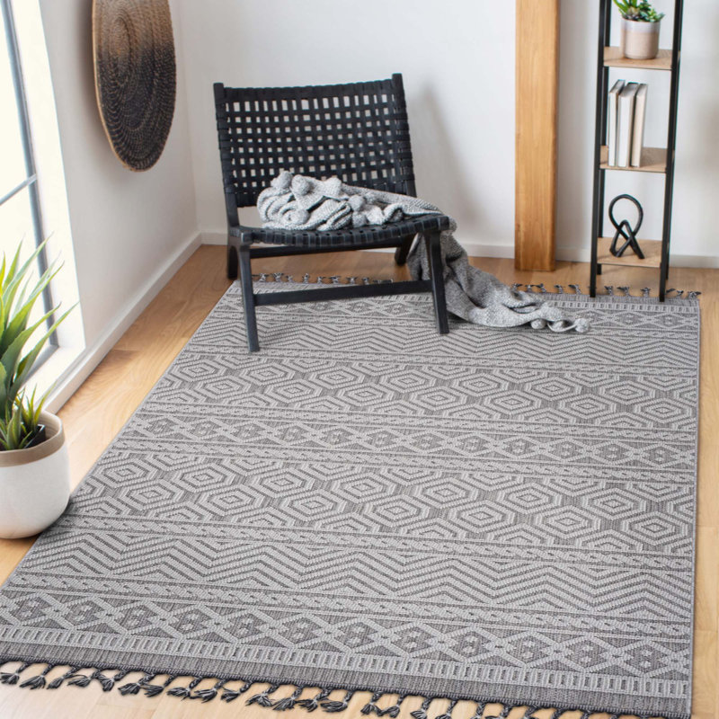 Tapis intérieur / extérieur géométrique, résistant aux taches et sans perte de poils pour une utilisation polyvalente