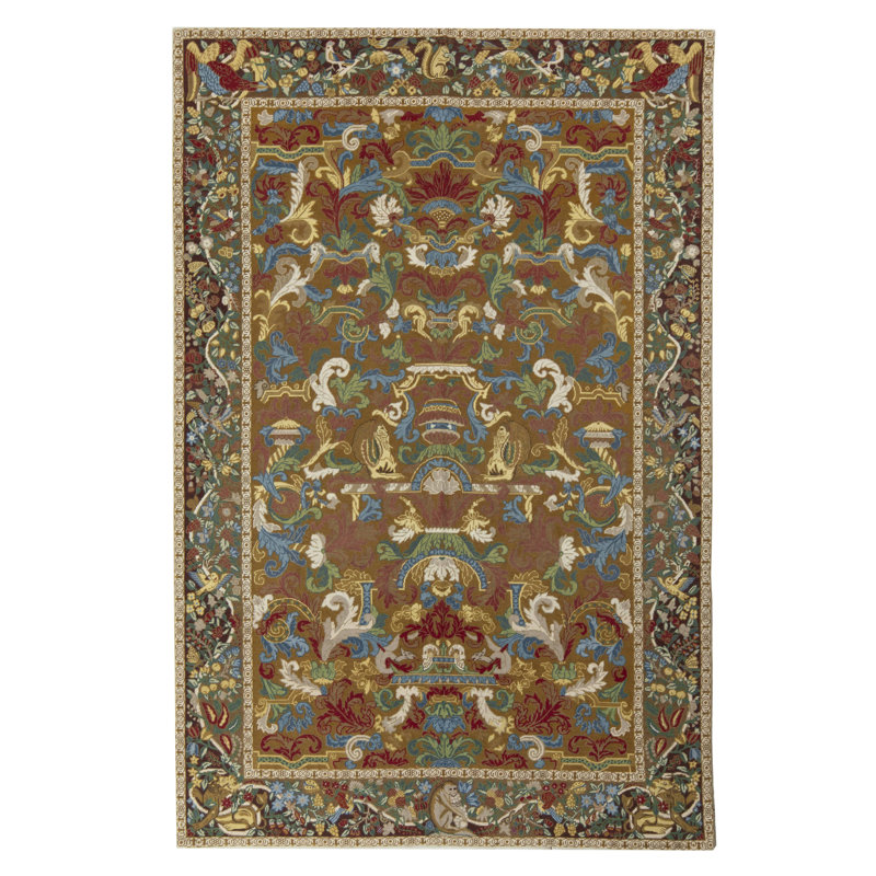 Wool Area Rug in Brown/Yellow/Blue
