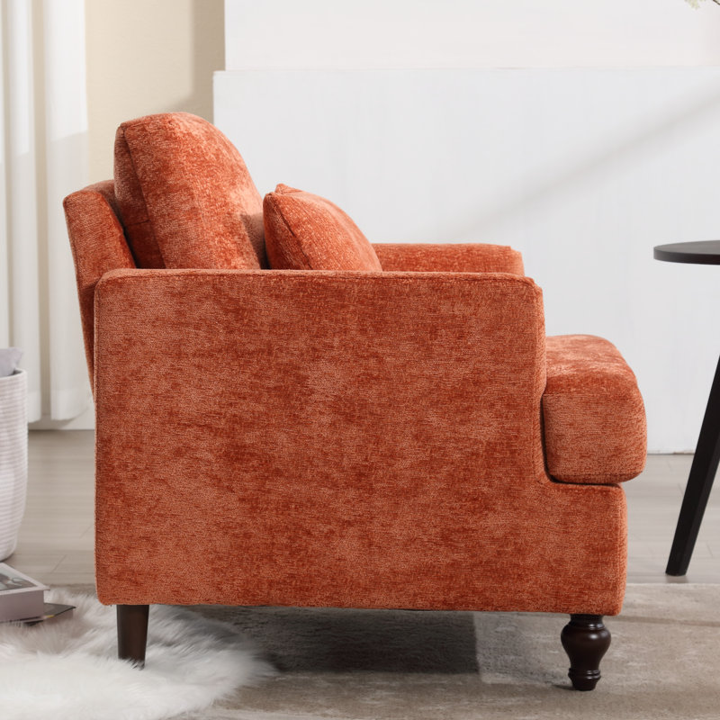 Fauteuil en chenille de 29,5 po de largeur Denzal CAL117, Chenille orange
