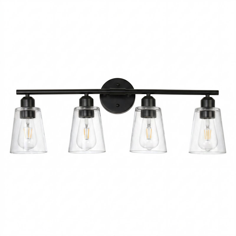 27-inch 4-Light Black Modern Vanity Light , Matte Black, 4 Lights