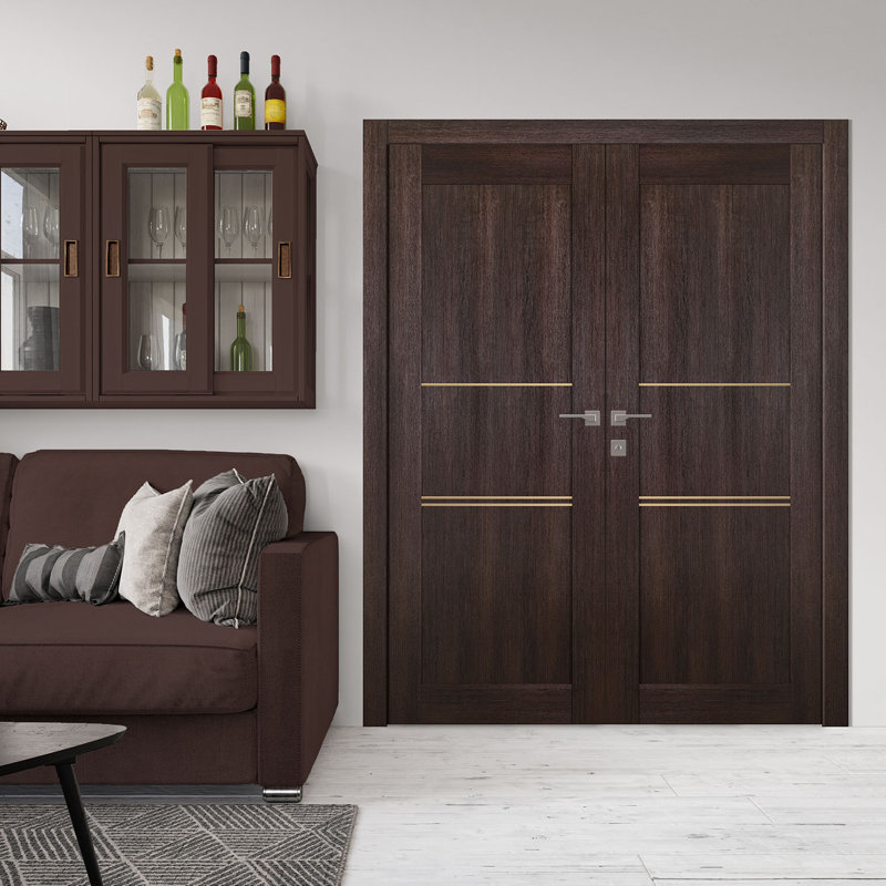 Portes françaises lambrissées Avon 07, 36 po x 80 po, Chêne, Droite